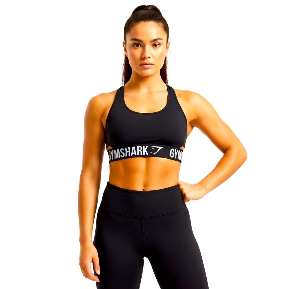 Gymshark Black Logo Elastic Sports Bra